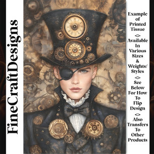 Papel De Seda Relógio Punk Homem Steampunk em Chapéu Alto AD4 De