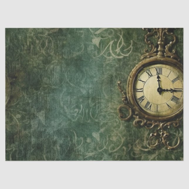 Papel De Seda Relógio Russo Emerald Green Steampunk (3) (Frente )