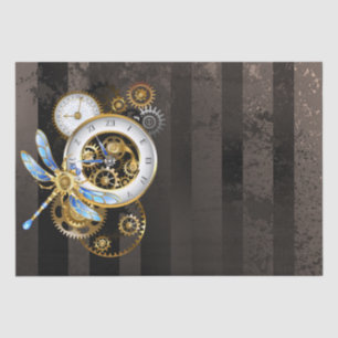 Papel De Seda Relógio Steampunk com Dragonfly Mecânica