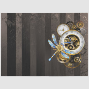 Papel De Seda Relógio Steampunk com Dragonfly Mecânica