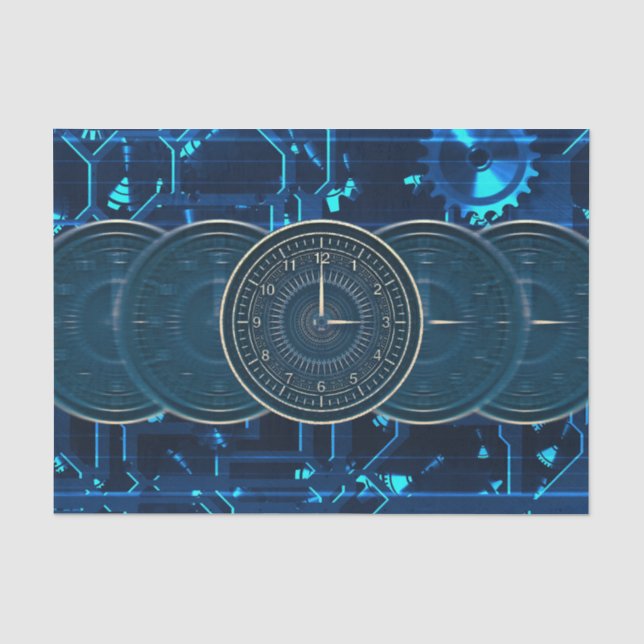 Papel De Seda Relógios de Máquina do Tempo Steampunk Engrenagens (Frente )