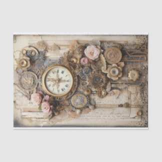 Papel De Seda Relógios, Ursos, Flores e Ephemera