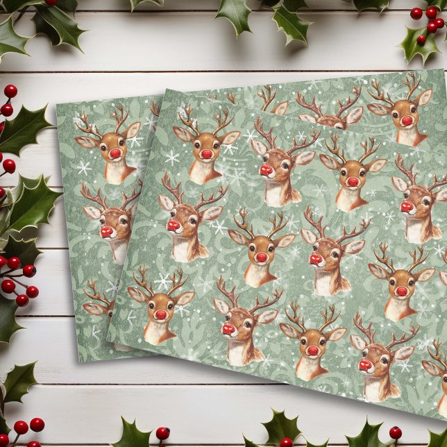 Papel De Seda Rena de Nariz Vermelho Decoupage Damasco Antigo (Criador carregado)