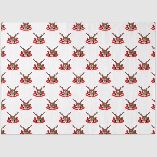 Papel De Seda Rena de Natal Cestiva Vermelha Kasky (Frente )