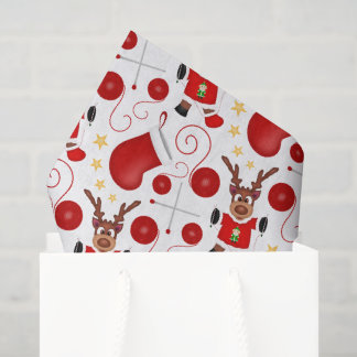 Papel De Seda Rena de Natal Vermelha Festiva Fofa