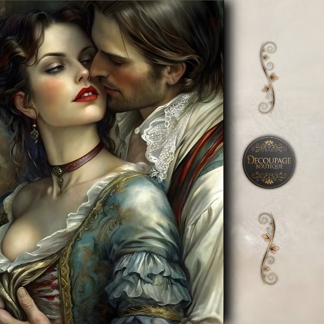 Papel De Seda Renaissance Lovers Passionate Kiss Decoupage (Renaissance Lovers Passionate Kiss Decoupage Tissue Paper)