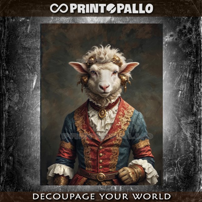 Papel De Seda Renascença Noble Sheep em vestimenta real (Criador carregado)