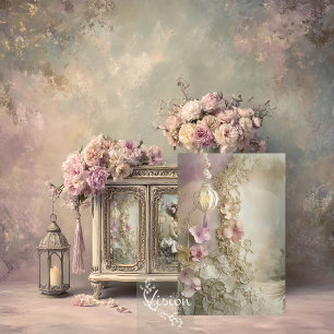 Papel De Seda Renda e Flores de Renda Dourada Clara Lanterna Lil