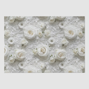Papel De Seda Renda Nupcial E Rosas Brancas