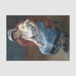 Papel De Seda Renoir Sleeping Girl Com Cat Classic Art