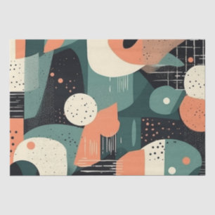 Papel De Seda Renovação de Memphis Coral Azul-Marinho Abstrato