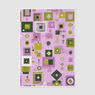 Papel De Seda Repeating Modern Pink, Green Pattern ET6 Decoupage