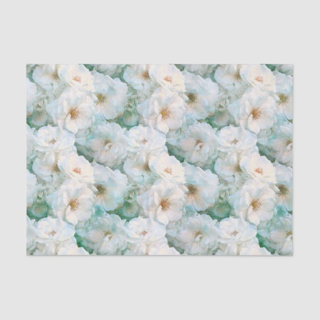 Papel De Seda Repetição Botânica Floral de Rosa (Frente )