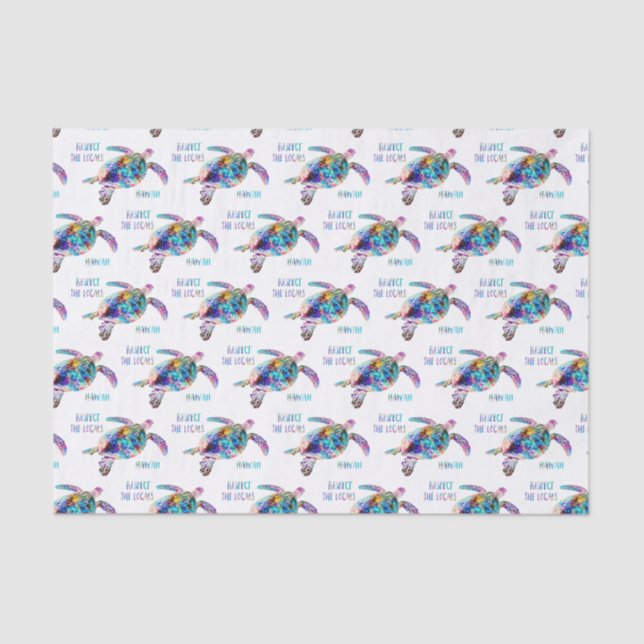 Papel De Seda Respeite a citação de Tie Dye Beach de Tartaruga d (Frente )