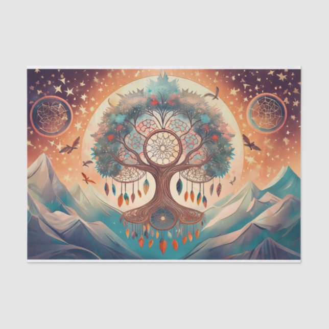 Papel De Seda Respiração do Everest, Árvore da Vida de Dreamcatc (Frente )