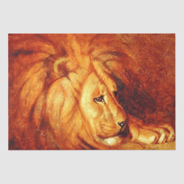 Papel De Seda Resting Lion (por Abbott Handerson Thayer) (Frente )