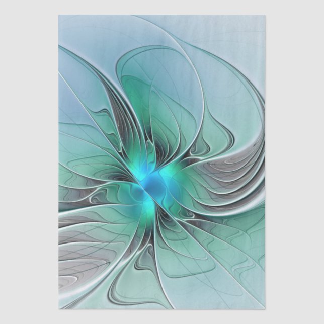 Papel De Seda Resumo Com Azul, Arte Fractal Moderna (Frente )