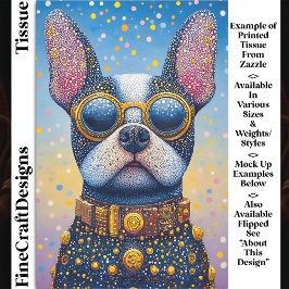 Papel De Seda Retrato Colorido de Cachorro, Pontilhismo Decoupag