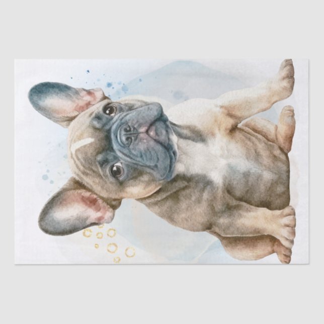 Papel De Seda Retrato de Bulldog Francês (Frente )