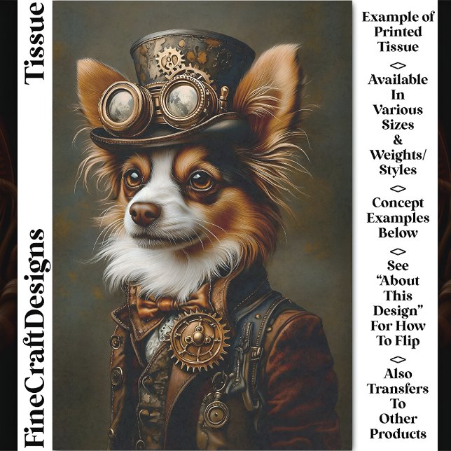 Papel De Seda Retrato de Cachorro Papillon Steampunk Fofo CQ1 De (Criador carregado)