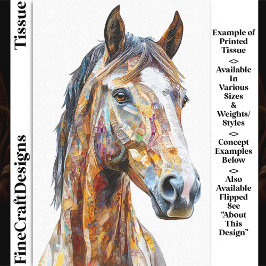 Papel De Seda Retrato de Cavalo em Colagem Boêmia DE9R Decoupage