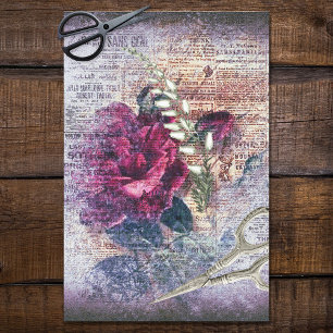 Papel De Seda Retrato de Descamação da Ephemera Floral rosa ve