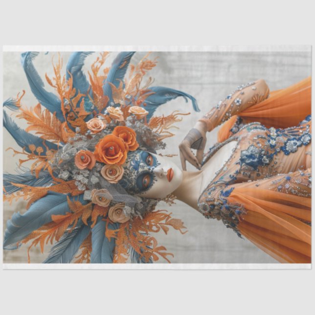 Papel De Seda Retrato de Dissociação da Rainha Mardi Gras (Frente )