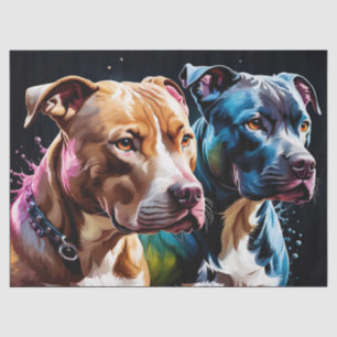 Papel De Seda Retrato de dois pit Bulls