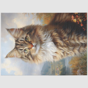 Papel De Seda Retrato de Gatinho Maine Coon em Decoupage