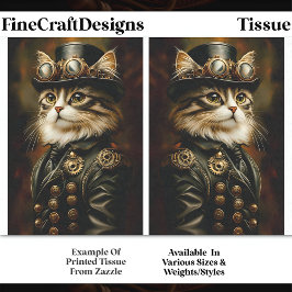 Papel De Seda Retrato de Gato Tabby Steampunk Real Decoupage DV2