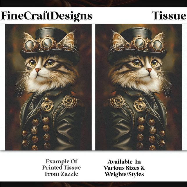 Papel De Seda Retrato de Gato Tabby Steampunk Real Decoupage DV2 (Criador carregado)