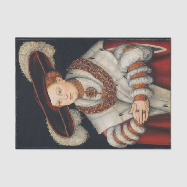 Papel De Seda Retrato de Magdalena da Saxônia por Lucas Cranach (Frente )