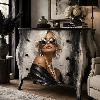 Papel De Seda Retrato de Mulher Preto Branco Glamour