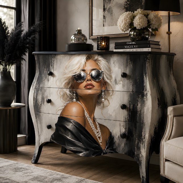 Papel De Seda Retrato de Mulher Preto Branco Glamour (Woman Portrait Black White Glamour Tissue Paper)