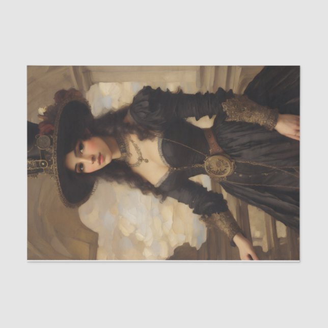 Papel De Seda Retrato de Mulher Steampunk (Frente )