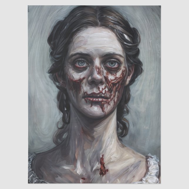 Papel De Seda Retrato de Mulher Zumbi (Frente )