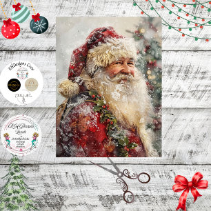 Papel De Seda Retrato de Natal do Papai Noel em Decoupage