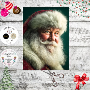 Papel De Seda Retrato de Natal Vintage Santa Claus