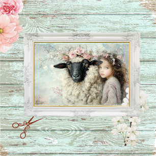 Papel De Seda Retrato de Ovelha em Decoupage & Desenho Pastoral