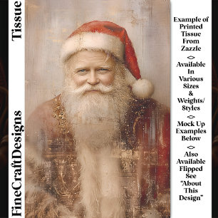 Papel De Seda Retrato de Papai Noel Vintage Decoupage DZ1RF
