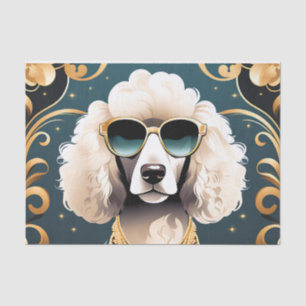 Papel De Seda Retrato de Poodle com óculos de sol
