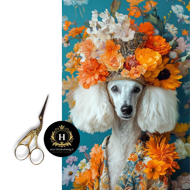 Papel De Seda Retrato de Poodle em Francês Branco (Criador carregado)