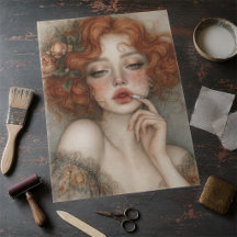 Retrato de Ruiva Rebelde Decoupage