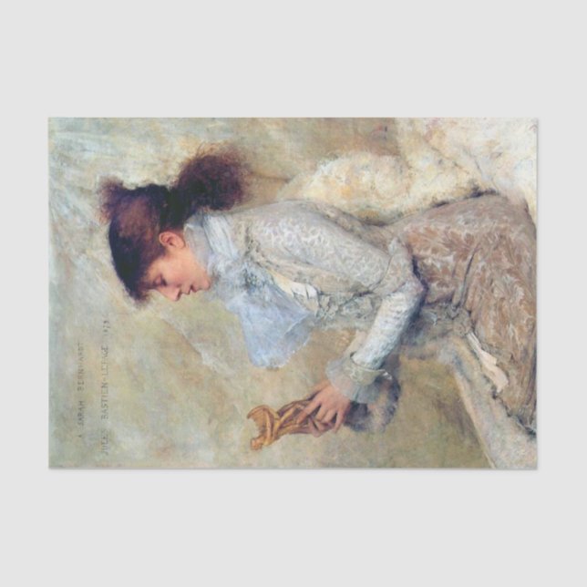 Papel De Seda Retrato de Sarah Bernhardt por Jules Bastien  (Frente )
