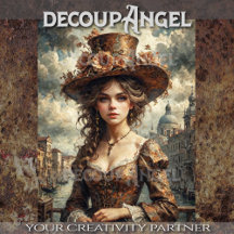 Retrato de uma Mulher em Veneza - Decoupage -