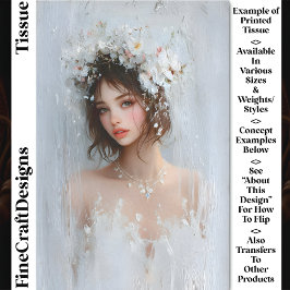 Papel De Seda Retrato do chique, Decoupage do White Blooms CX7L