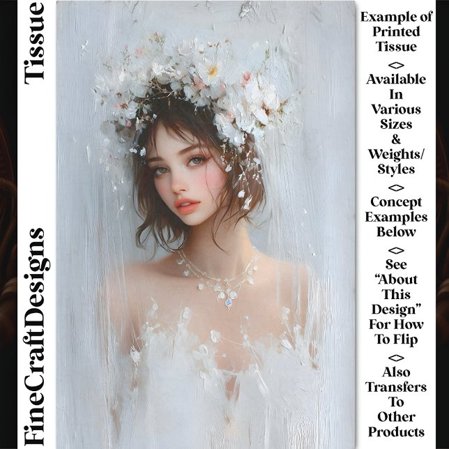 Papel De Seda Retrato do chique, Decoupage do White Blooms CX7L (Criador carregado)