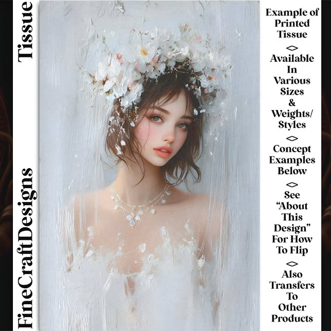 Papel De Seda Retrato do chique, Decoupage do White Blooms CX7R (Criador carregado)