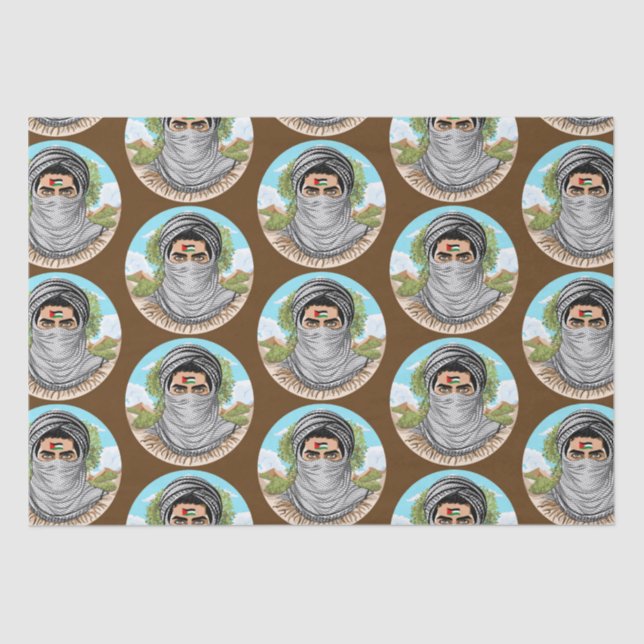 Papel De Seda Retrato do Combate à Liberdade na Palestina (Frente )