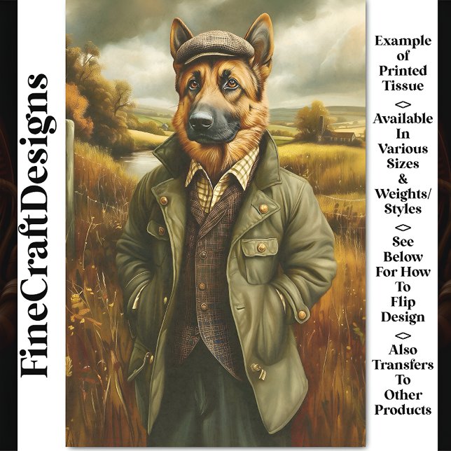 Papel De Seda Retrato do german shepherd, Paisagem CG9 - Decoupa (Criador carregado)